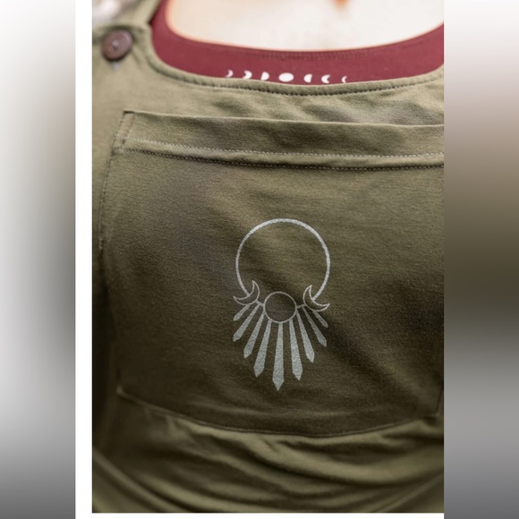 Purusha People Lady of the Cosmos olive green soft overalls - size L - Picture 15 of 16